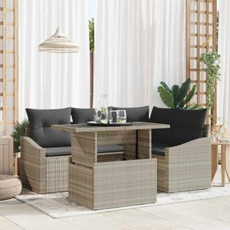 vidaXL Vidaxl - Conjunto De Sof&aacute; De Jard&iacute;n 5 Pcs Gris Claro 100 X 55 X 73 Cm