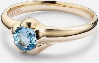 Stone and Strand Anello Morrison in oro 14kt con topazio blu