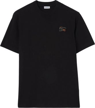 Burberry Knight Check Katoenen T-shirt - Heren - T-shirts - Zwart - S - Katoen - Tops