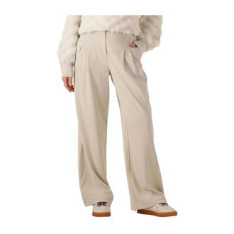 Moss Copenhagen Dames, Broeken, Beige, Maat: L Leer