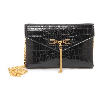 Elisabetta Franchi Croc-Embossed Crossbody Bag - female - Elisabetta Franchi - Cross Body Bags - Black - ONE SIZE - Bags