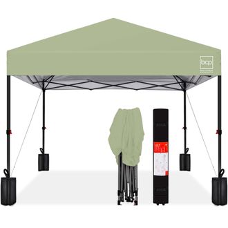 Best Choice Products 12x12ft Easy Setup Pop Up Canopy w/ 1-Button Setup, Wheeled Case, 4 Weight Bags
