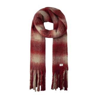 Pepe Jeans London Gestreepte Winter Sjaal met Franjes - Dames - Wintersjaals - Rood - ONE Size - Accessoires
