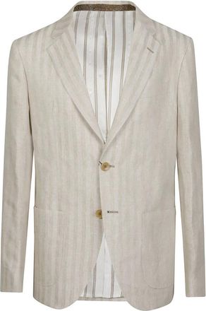 Etro Roma Sport Single-breasted Jacket - Heren - Blazers - Beige - XL - Leer - Jassen