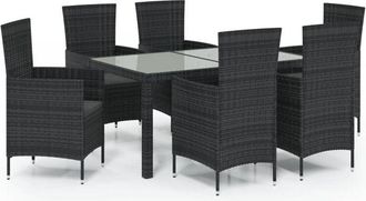 vidaXL Juego De Comedor De Jard&iacute;n 7 Piezas Rat&aacute;n Sint&eacute;tico Negro Vidaxl