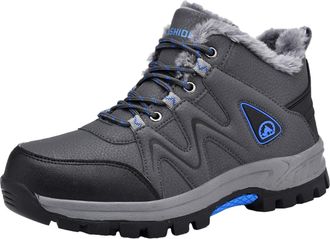 Generic Men Winter Outdoor Padded Warm Lightweight Hiking Sneakers for Large Size Comfort and Traction (Grey, 8.5)