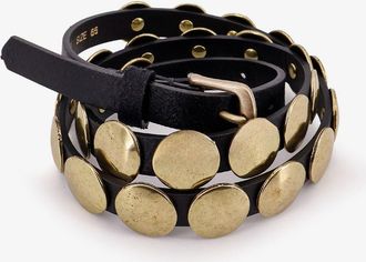 Golden Goose Womens Trinidad Leather Belt Black Cow