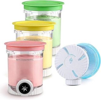 OEM Vasos Para Cubitos De Hielo Aptos Para Ninja Cream, 4 Piezas, Resistente Al Fr&iacute;o Y Al Calor, Sin Bpa, Con Tapa, Azul, Verde, Amarillo, Rosa