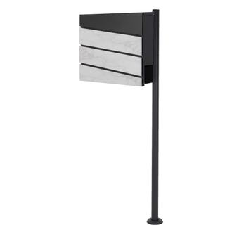 ML Design Ml-design - Ecd Germany Buz&oacute;n De Pie Con Compartimento Para Peri&oacute;dicos Con Soporte Anatracita 120 Cm, Moderno, Dise&ntilde;o De M&aacute;rmol Blanco, Acero Inoxidab