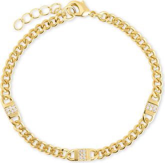 Sterling Forever Amalia CZ Mixed Link Bracelet