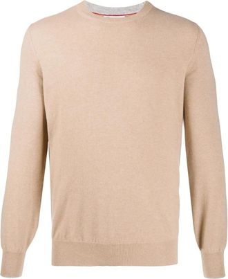 Brunello Cucinelli Cm 338 Girocollo - Heren - Cashmere truien - Beige - 2XL - Kasjmier - Truien & Vesten