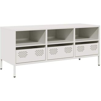 vidaXL Vidaxl - Mueble Para Tv Acero Laminado En Fr&iacute;o Blanco 101,5x39x43,5 Cm