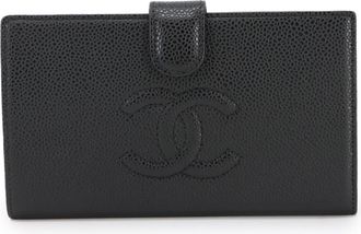 Chanel Black Grained Calfskin Middle Wallet (Bi-Fold) (Pre-Owned)
