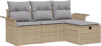 vidaXL Garden Sofa Set 4 pcs Beige and Light Grey Poly Rattan vidaXL