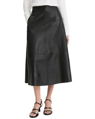 Vince Mid-Rise Flared Leather Skirt