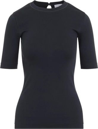Brunello Cucinelli T-shirt a coste - - Tops - Donna - Blu - S