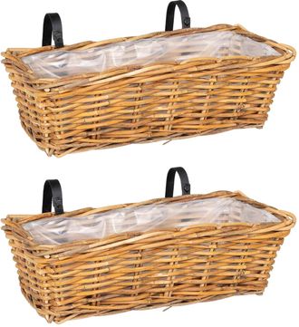 vidaXL Cesta Colgante Para Plantas Gendt 2 Uds. Madera Natural Vidaxl
