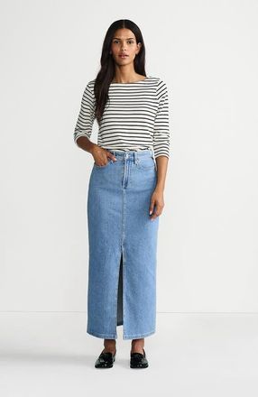 Lands End Soft Denim Maxi Skirt in Hutton Blue Wash at Nordstrom, Size 14