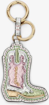 Ganni Mixed Western Boot Keyring in Metallic