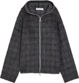 Our Legacy Hooded Checked Brushed Knit Jumper - Plum - 52 (IT52 / XL)