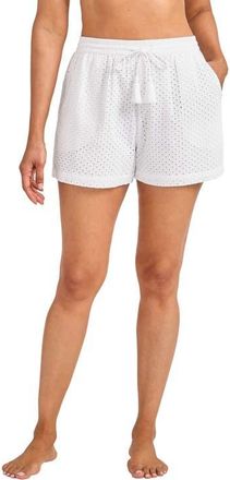 Tommy Bahama Eyelet Cove Cotton Cover-Up Shorts in White at Nordstrom, Size X-Large