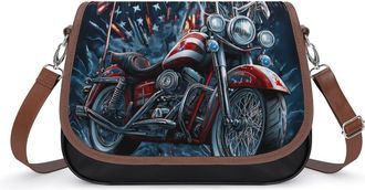 Generic 4th of July Motorcycle Fashion Womens Crossbody Bags Novelty Handbag Shoulder Bag Purse