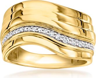 Ross-Simons Diamond Wavy Ring in 18kt Gold Over Sterling