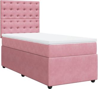 vidaXL Cama Box Spring Con Colch&oacute;n Terciopelo Rosa 100x200 Cm Vidaxl