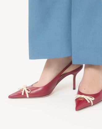Valentino Garavani D&eacute;collet&eacute; Slingback Bepointy In Vernice E Capretto 80Mm Donna ROSSO/AVORIO 36.5