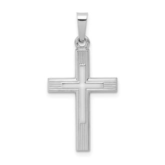 Diamond2Deal 14K White Gold Brushed and Polished Latin Cross Pendant