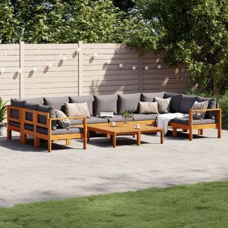 vidaXL Set De Sof&aacute;s De Jard&iacute;n Con Cojines 8 Pzas Madera Maciza Acacia Vidaxl