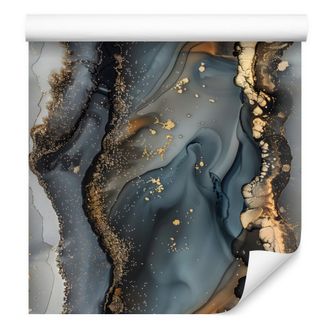 OEM Carta Da Parati Effetto Inchiostro Marrone, Grigio E Turchese Per Soggiorno E Camera Da Letto 50x1000 Cm
