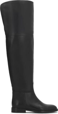 Kazar Over-the-Knee Laarzen van Leer - Dames - Over de knie laarzen - Zwart - 41 EU - Leer - Schoenen