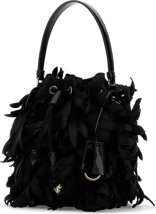 Prada Womens Embellished Satin Mini Bucket Bag Nero Se Vi-Vitello Borse A Secchiello