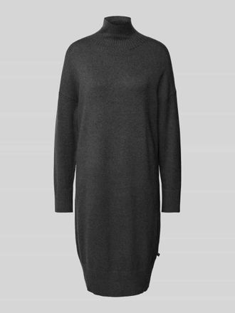 QS by s.Oliver Knielanges Strickkleid mit gerippten Abschlüssen in Anthrazit, Größe XS