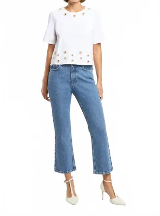 Cinq &agrave; Sept Crochet Mirrors Bessy Tee In White