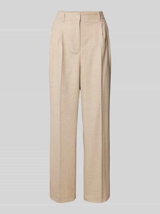 Tommy Hilfiger Wide Leg Wollhose mit Bundfalten in Beige, Gr&ouml;&szlig;e 38