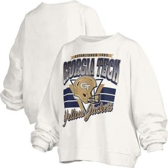 Pressbox Womens Pressbox White Georgia Tech Yellow Jackets Oversized Janice Retro Waist-Length Pullover Sweatshirt at Nordstrom, Size Xx-Large