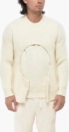 Off-white Pullover in Misto Cotone METEOR con Dettaglio in Doppio Tessuto Off-White