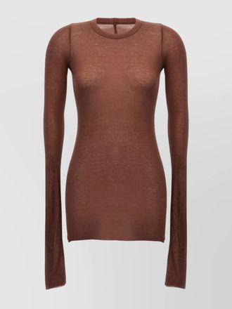 Rick Owens silk-blend ribbed long-sleeve t-shirt