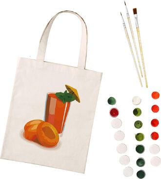 Generic CXINLky Painting by Numbers Canvas Bag, Creative DIY Painting by Numbers Shoulder Bag Handbag with Large Capacity, 12 Juice, Medium