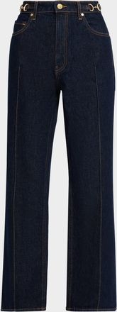 Ulla Johnson The Agatha Straight-Leg Pintuck Jeans