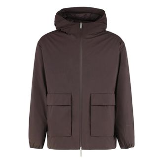 Herno Down Jackets, male, Brown, XL, Laminar Jacket with Hood