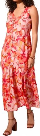 Tribal Sleeveless V-Neck Maxi Dress In Coral Sky