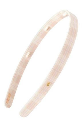 Alexandre de Paris Tartan Thin Headband in Light Beige at Nordstrom