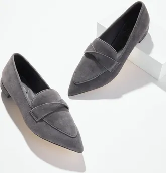 Talbots Scarlet Suede Twist Pointed Toe Loafers - Forged Iron - 10 1/2 M Talbots