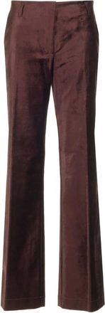 Forte_Forte Stretch Velvet Trumpet Trousers - female - Forte Forte - Wide Trousers - Brown - M - Trousers