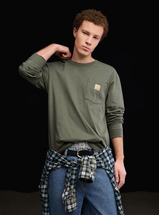 Carhartt Work in Progress Mens Logo pocket long-sleeve T-shirt