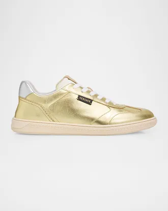 Versace Men & apos;s Laminated Leather T-Toe Low-Top Sneakers