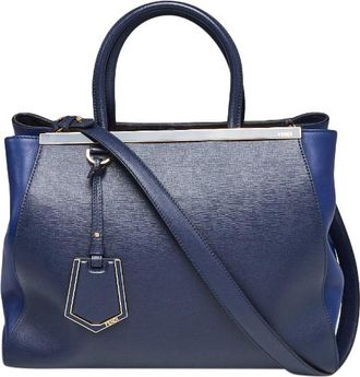 Fendi Blue leather 2Jours Tote Bag Size M